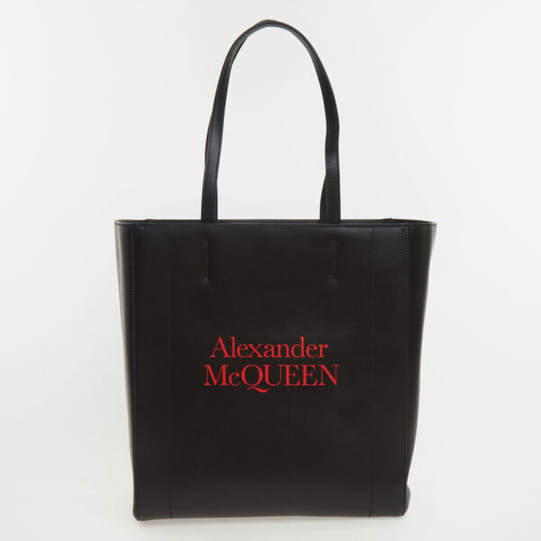 ALEXANDER MCQUEEN Tote Bag (Black & Red Signature Shopper)