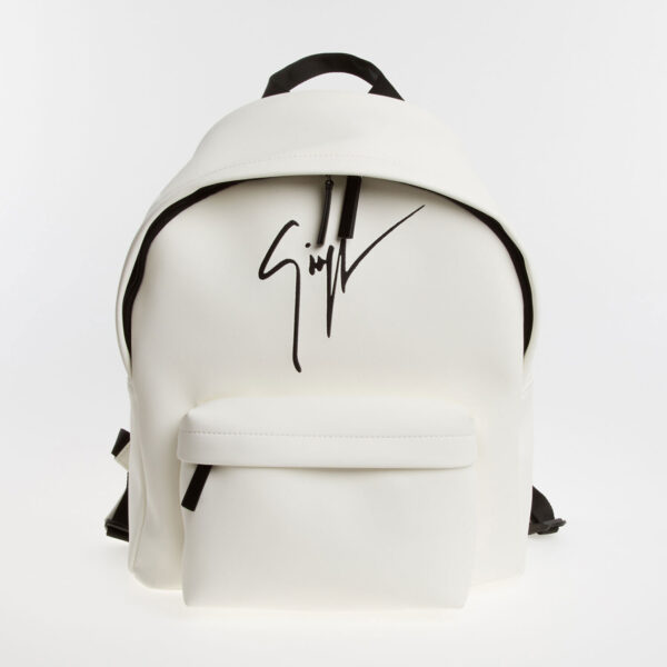 GIUSEPPE ZANOTTI White Leather Branded Backpack