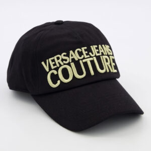VERSACE JEANS COUTURE Black Embroidered Logo Baseball Cap